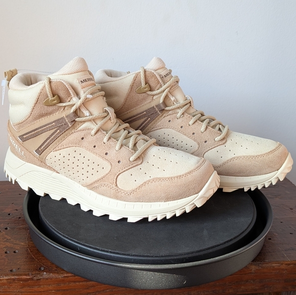 Merrell Wildwood Mid LTR Hiking Boots Tan Reed Size 8 Gorpcore Y2K 90s Utility - Picture 1 of 11